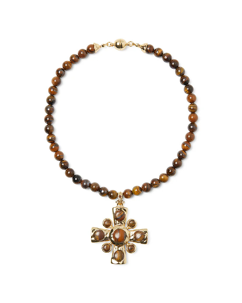 Hammered Tigers Eye Pendant Necklace | We Wore What