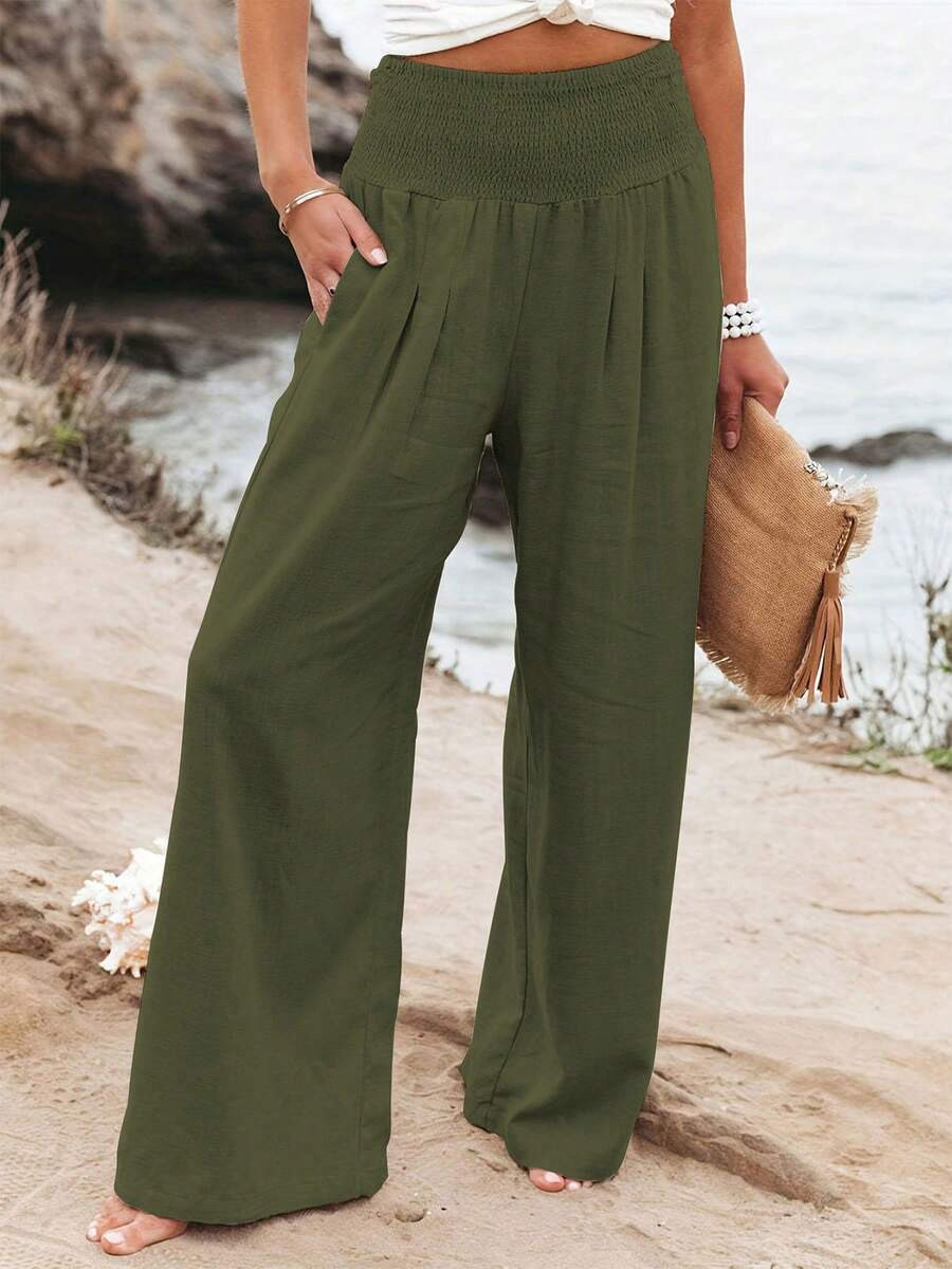 Fashionable European American Autumn New Loose High Waist Wide Leg Linen Pants For Women | SHEIN