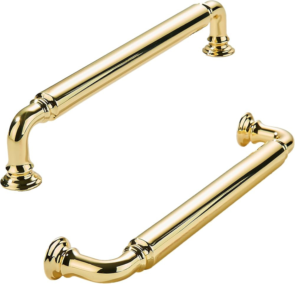 khtumeware 10-Pack Polished Brass Heavy-Duty Solid Cabinet Pulls, 5 Inch (128mm) Hole Center,Poli... | Amazon (US)