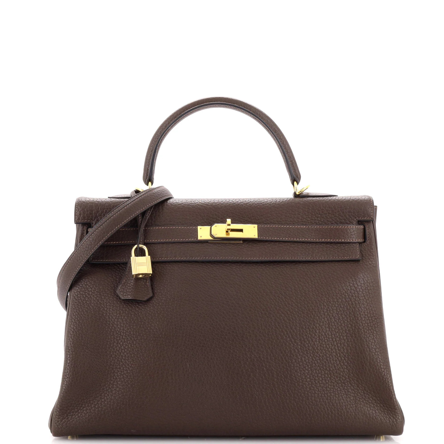 Hermes Kelly Handbag Ebene Fjord with Gold Hardware 35 | Rebag