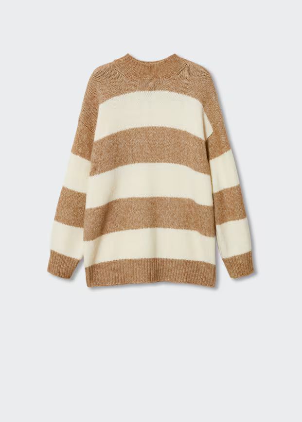 Stripe-print sweater with perkins neck -  Women | Mango USA | MANGO (US)