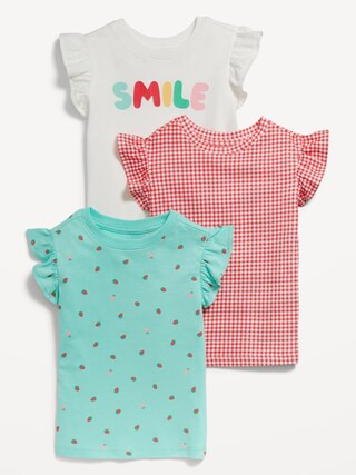 Short-Sleeve Ruffle-Trim T-Shirt 3-Pack for Toddler Girls | Old Navy (US)