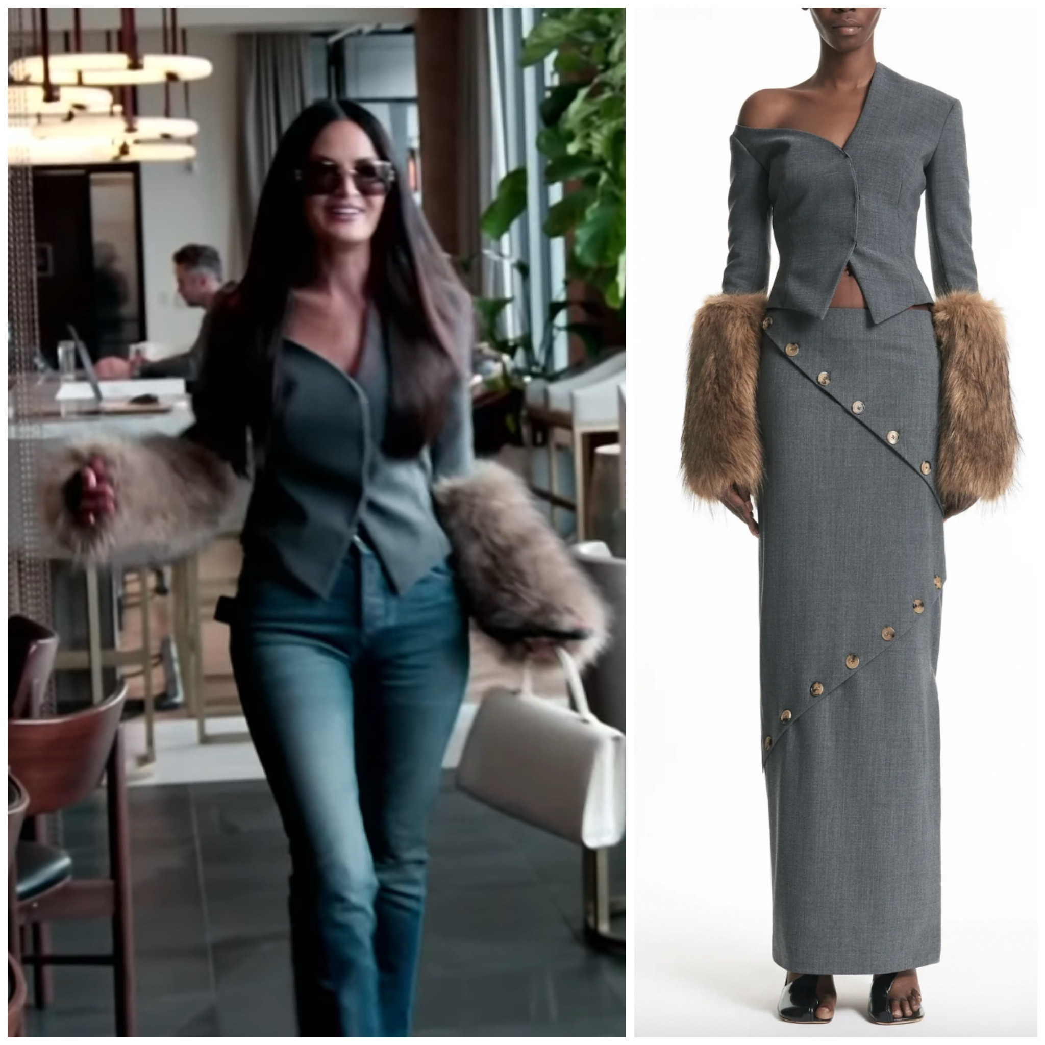 Lisa Barlow’s Grey Faux Fur Cuff Blazer