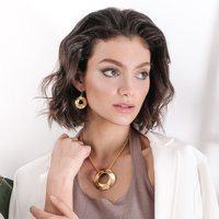 Gold Circles Jewelry Set, Necklace & Earrings, Handmade Unique Modern Earrings & Set | Etsy (US)