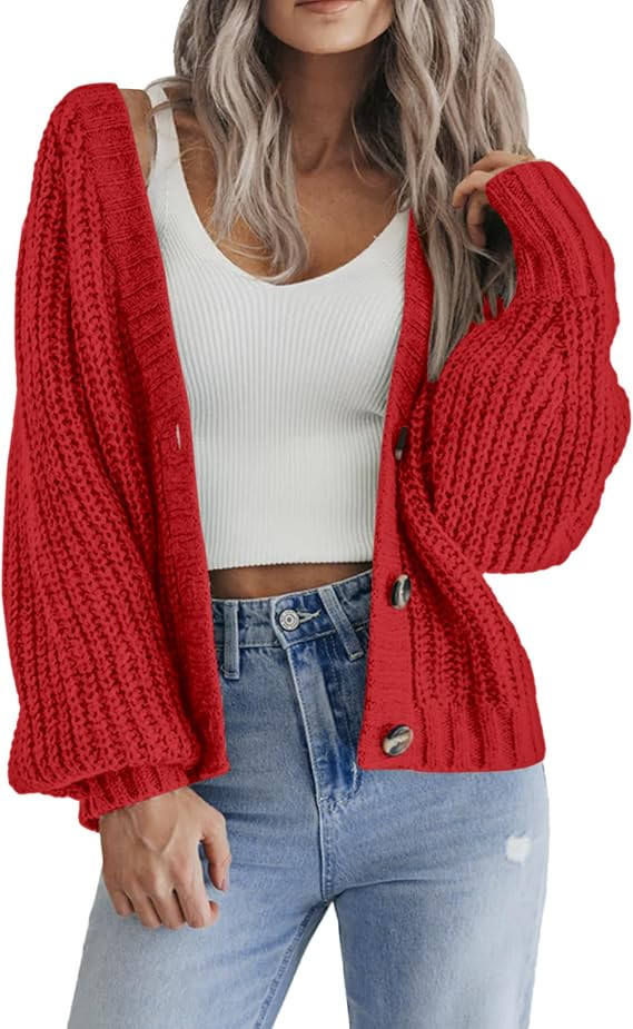 Zeagoo Women's 2026 Fall Chunky Knit Cardigans Long Sleeve Sweaters | Amazon (US)