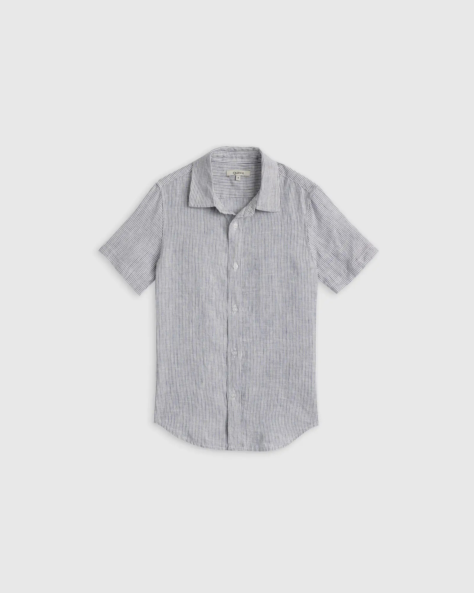 100% European Linen Short Sleeve Shirt in Blue Pinstripe | Quince