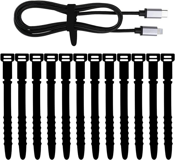 Neepanda 12 Pack Reusable Cable Zip Ties, 4.5 Inch Elastic Silicone Cord Organizer Straps for Bun... | Amazon (US)