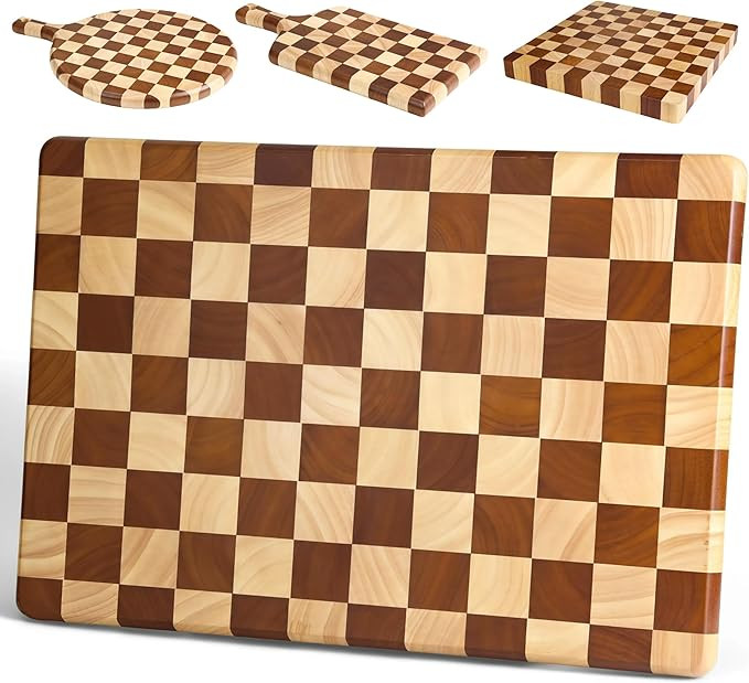 Checkered Cutting Board for Kitchen, 16"L x 11"W x 1"Th – Wooden Chopping, Cheese & Charcuterie... | Amazon (US)
