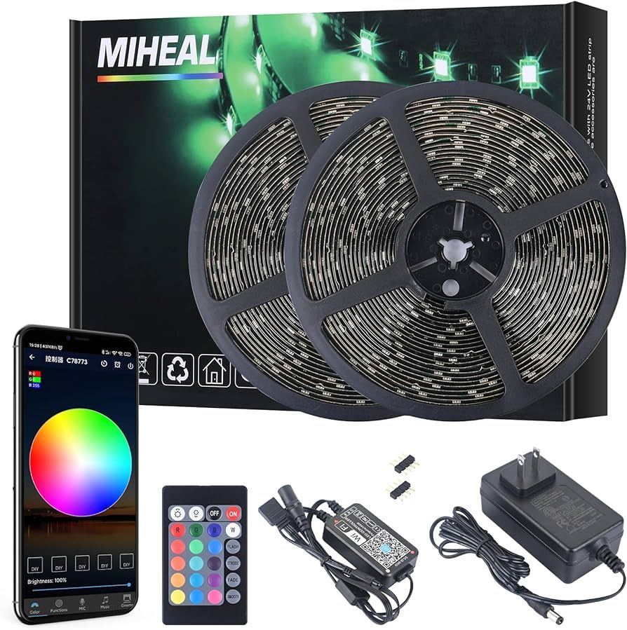 MIHEAL Led Light Strip, WiFi Wireless Smart Phone Controlled 65.6ft IP65Waterproof Strip Light Ki... | Amazon (US)