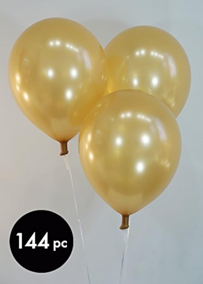 Creative Balloons 12" Latex Balloons - Pack of 144 Piece - Metallic Gold | Amazon (US)
