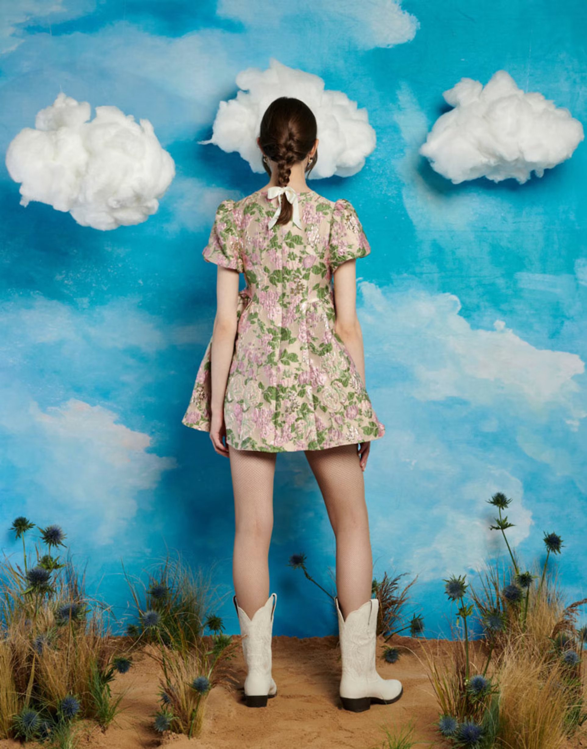 Sister Jane puff sleeve metallic mini dress in floral | ASOS (Global)