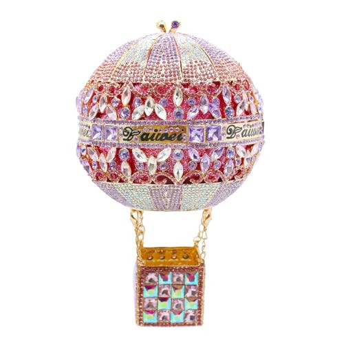 GBWYI Cute Hot Air Balloon Rhinestone Clutch Purses for Women Glitter Crystal Handbag Unique Evening Bags for Party Prom Pink | Amazon (US)