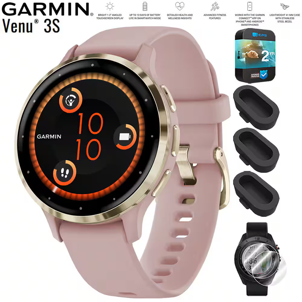 Garmin - Venu 3S GPS Smartwatch Gold with Rose Case 41mm + 2 Year Extended Warranty Bundle - Stainless Steel and Dust Rose - (2023) | Best Buy U.S.