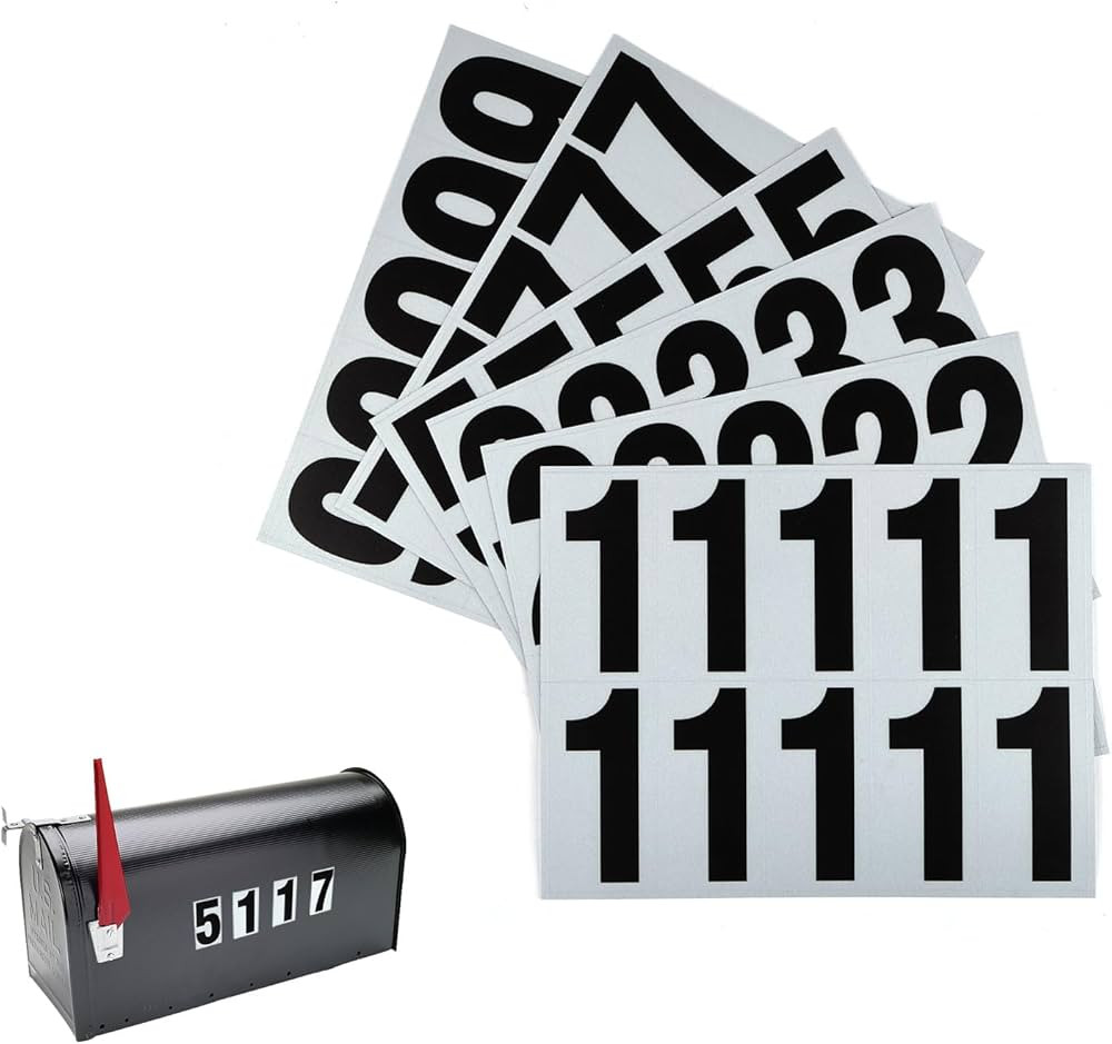 60 Pcs 2 Inch Reflective Mailbox Numbers, Waterproof Self Adhesive Stickers for Outside, Address,... | Amazon (US)