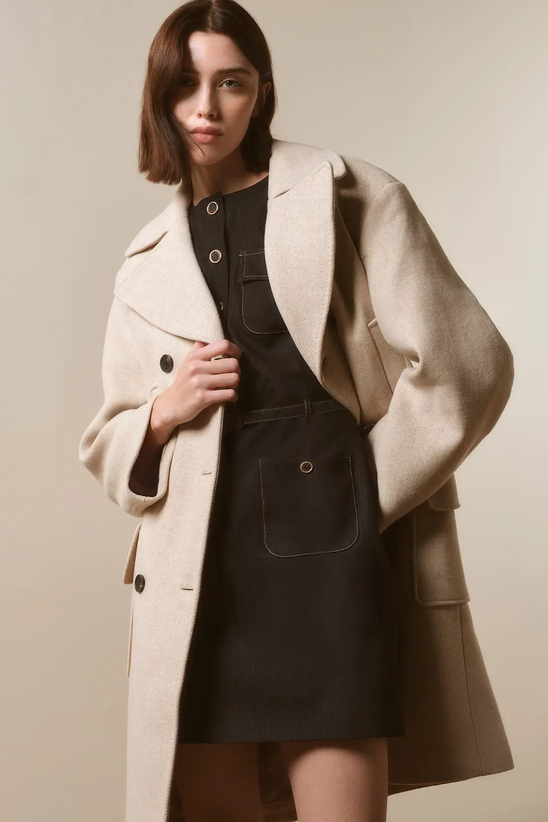 Jackets & Coats | Wool Patch Pocket Tailored Midi Coat | KarenMillen | Karen Millen US
