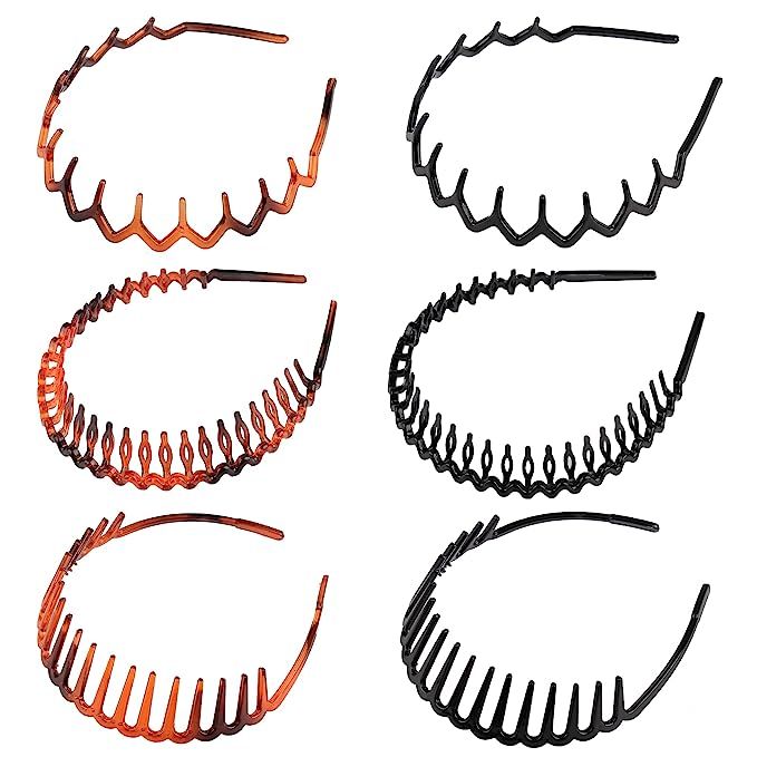 BAHABY 6 Pack Zig Zag Shark Tooth Hair Comb Headbands for Women Plastic Plain Hair Bands Hair Hoo... | Amazon (US)