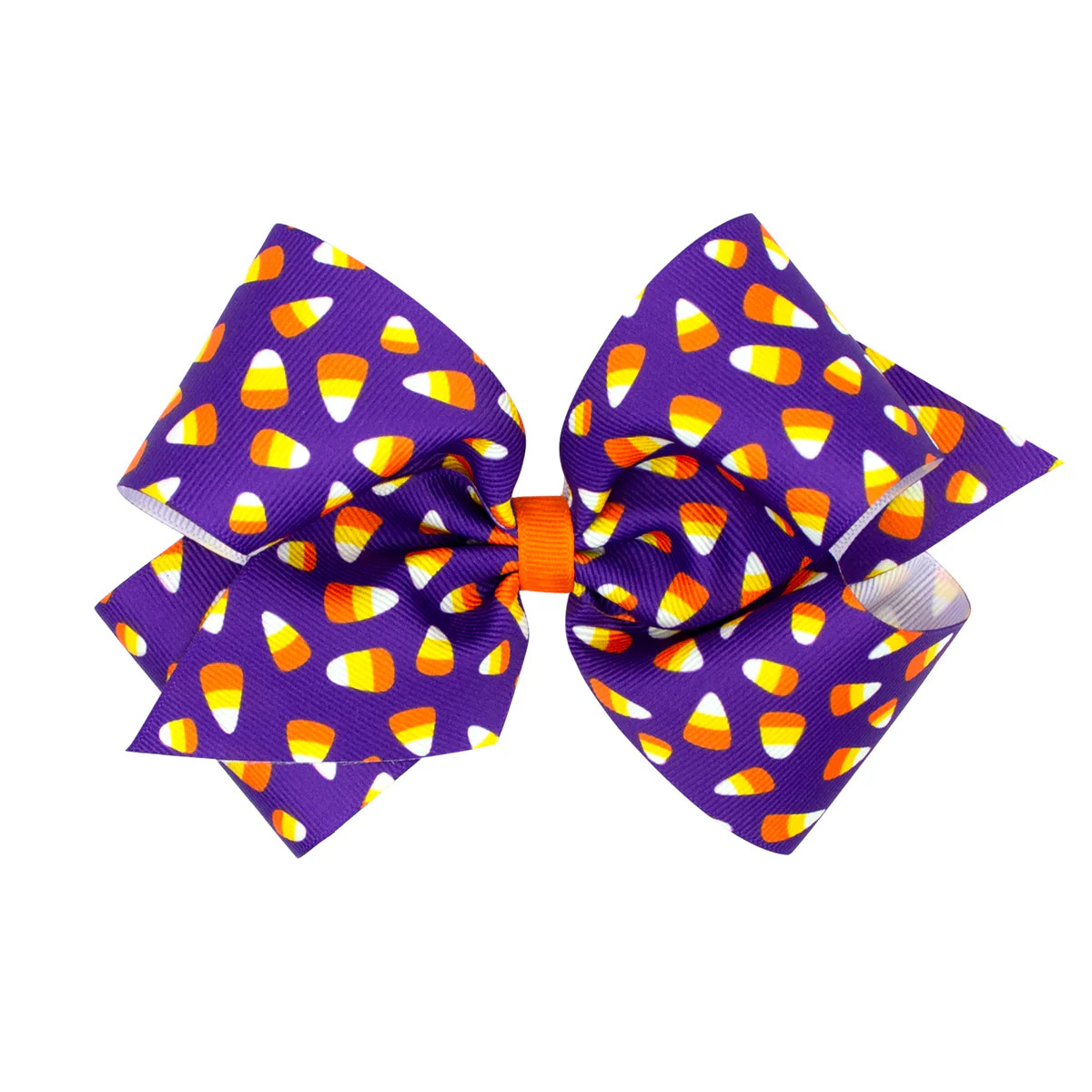 Candy Corn Print Purple Grosgrain Bow | Classic Whimsy