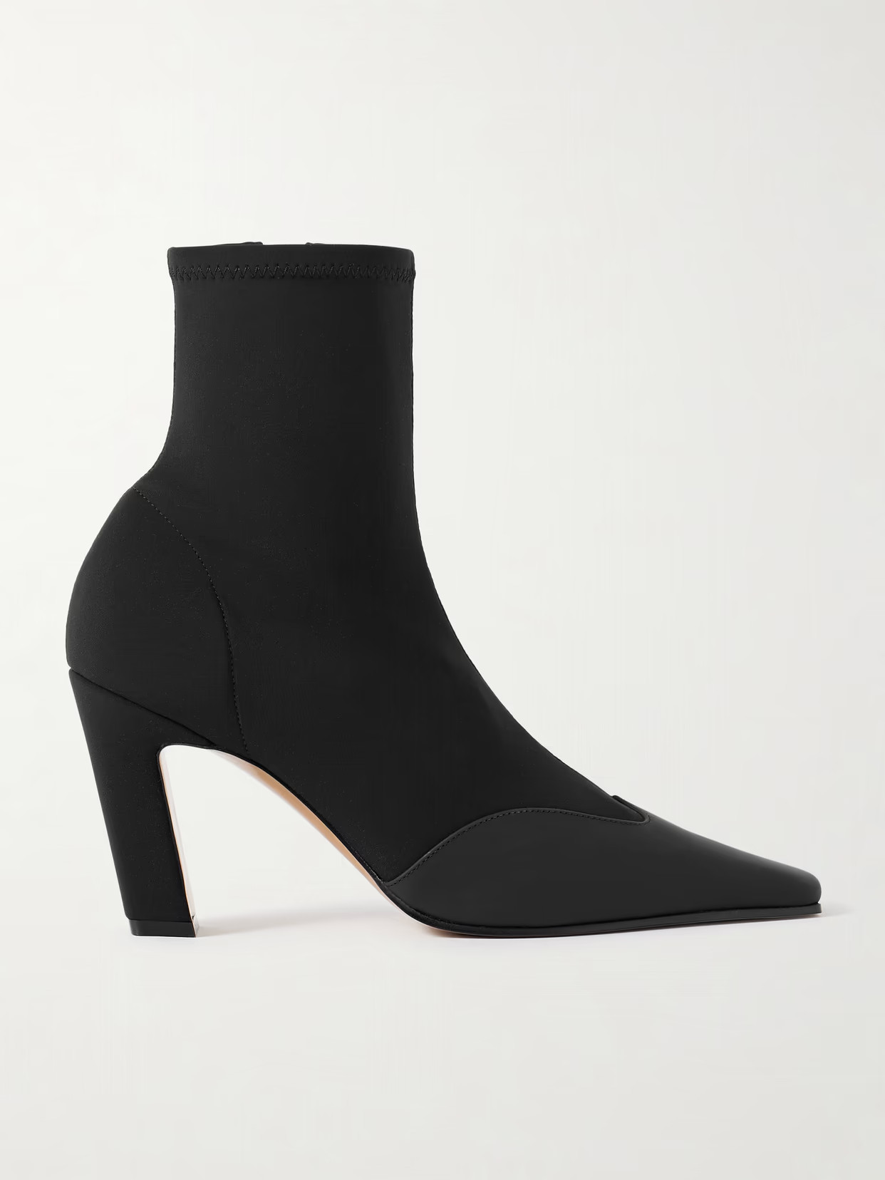 KHAITE - Nevada Leather-trimmed Stretch-knit Ankle Boots - Black | NET-A-PORTER (US)