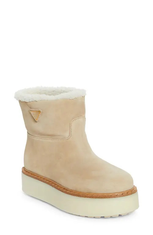 Prada Evolve Genuine Shearling Bootie in Ecru at Nordstrom, Size 9.5Us | Nordstrom