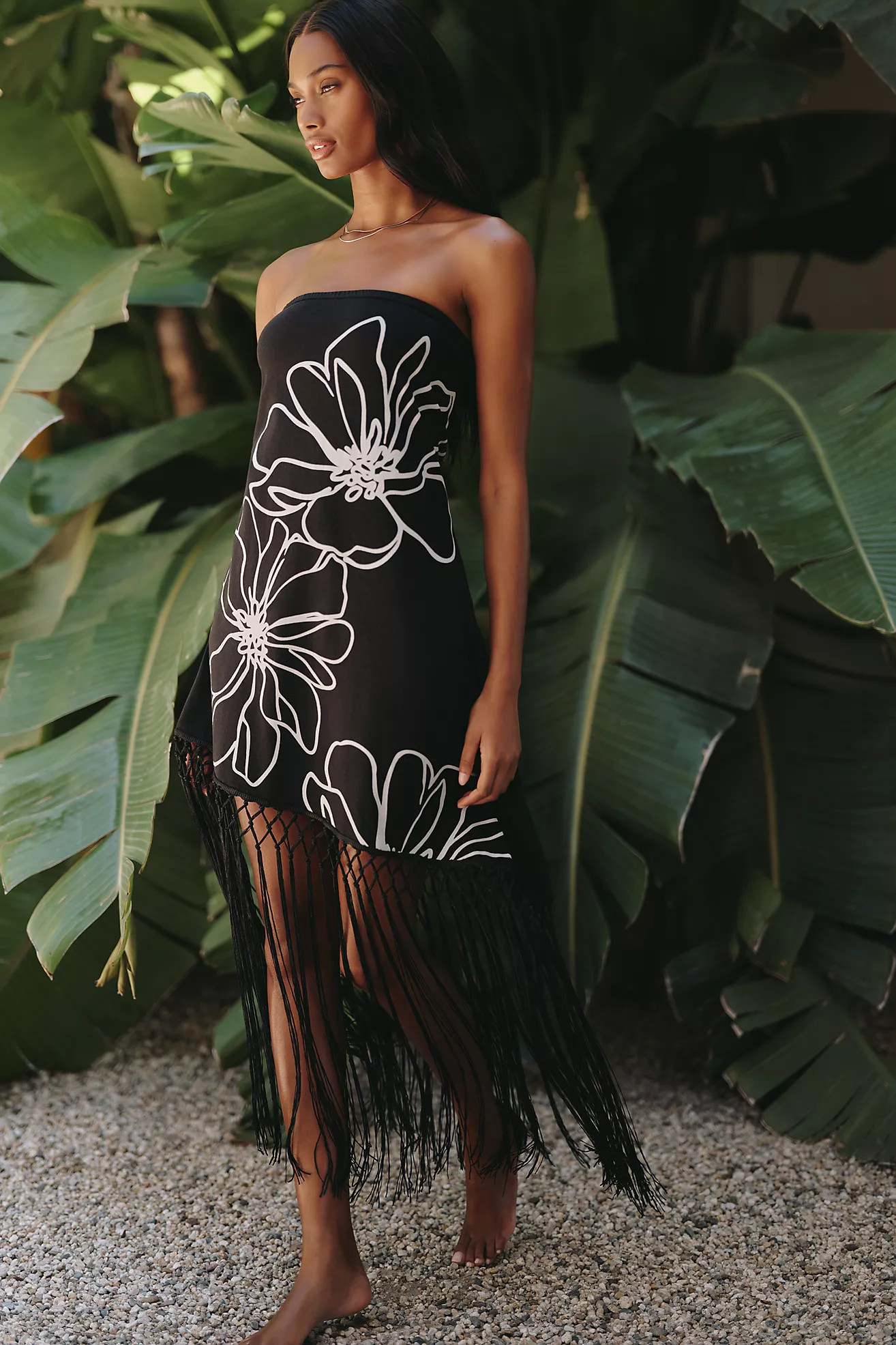 Celandine Asymmetrical Fringed T-Shirt Dress | Anthropologie (US)