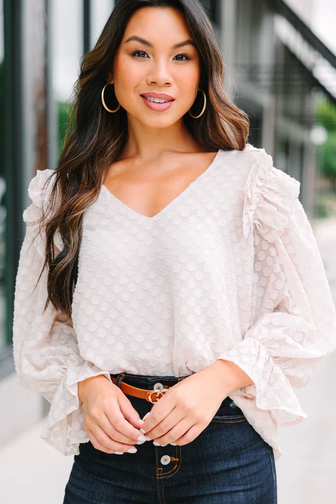 Living On Love Cream White Ruffled Blouse | The Mint Julep Boutique