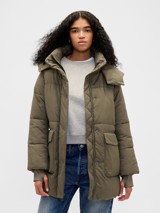 Faux Fur-Trim Midi Puffer Jacket | Gap (US)