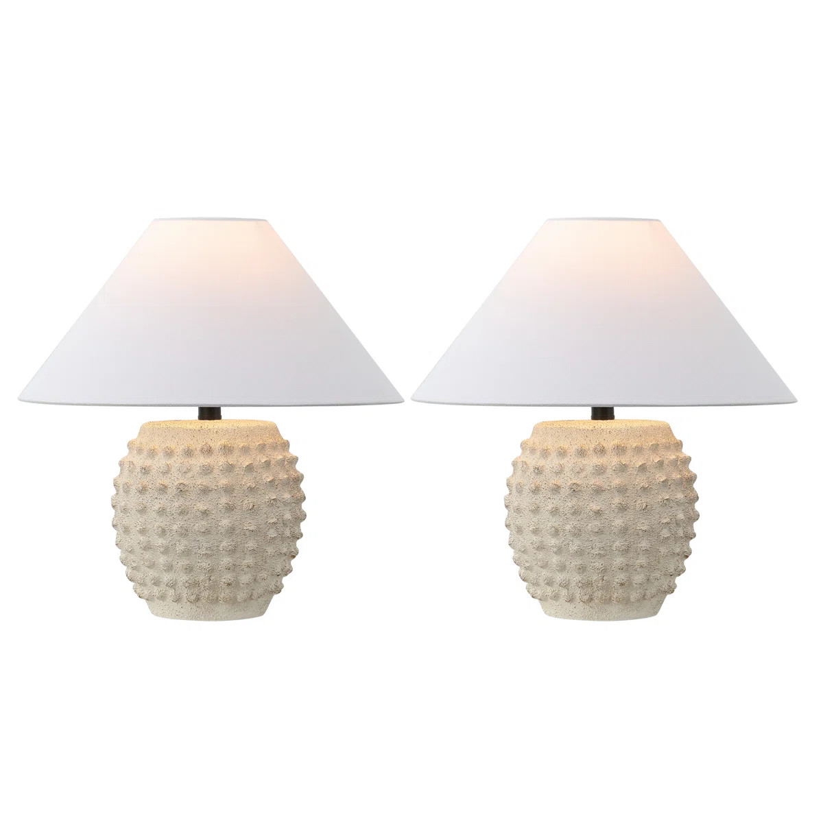 Effie 18.25" Minimalist Scandinavian Ceramic/Iron Hobnail LED Table Lamp (Set of 2) | Wayfair North America