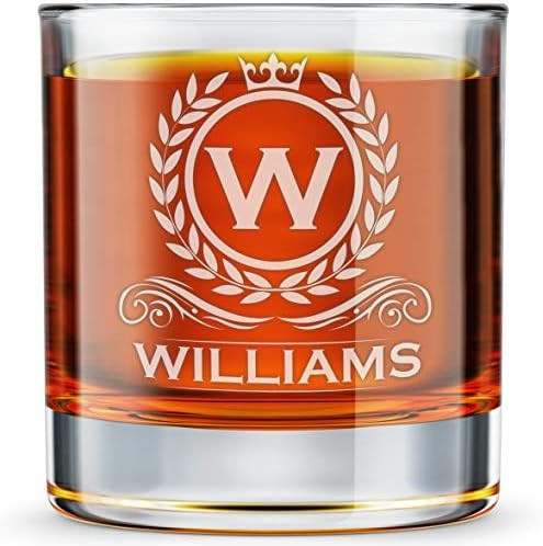 Personalized Whiskey Glass, Engraved Monogram Rocks Cocktail Glass, 10.25 oz Custom Bourbon Gift For | Amazon (US)