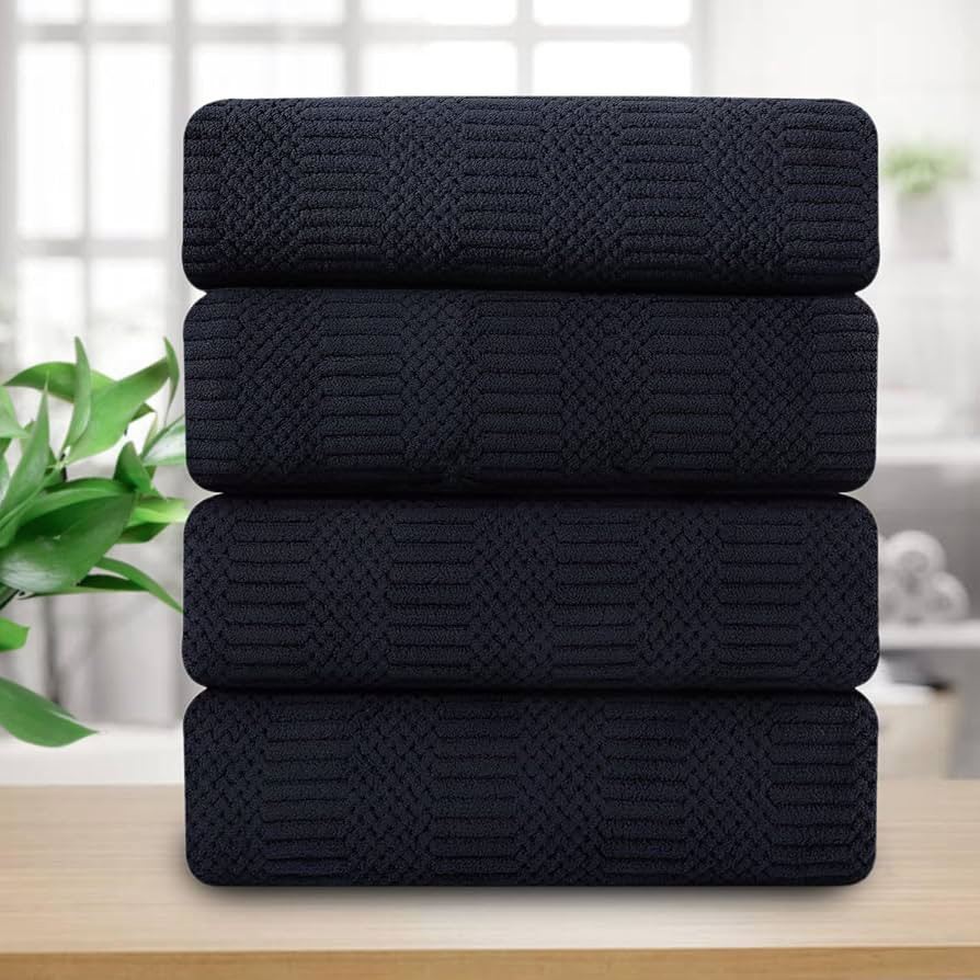 4 Piece Oversized Bath Towels Set 35x70 Inches, Black Extra Large Soft Bath Sheet Chair Towels 60... | Amazon (US)