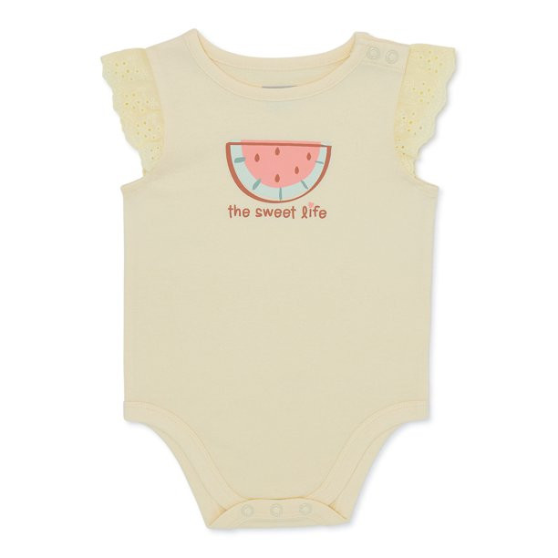 Garanimals Baby Girl Flutter Sleeve Bodysuit, Sizes 0-24M | Walmart (US)