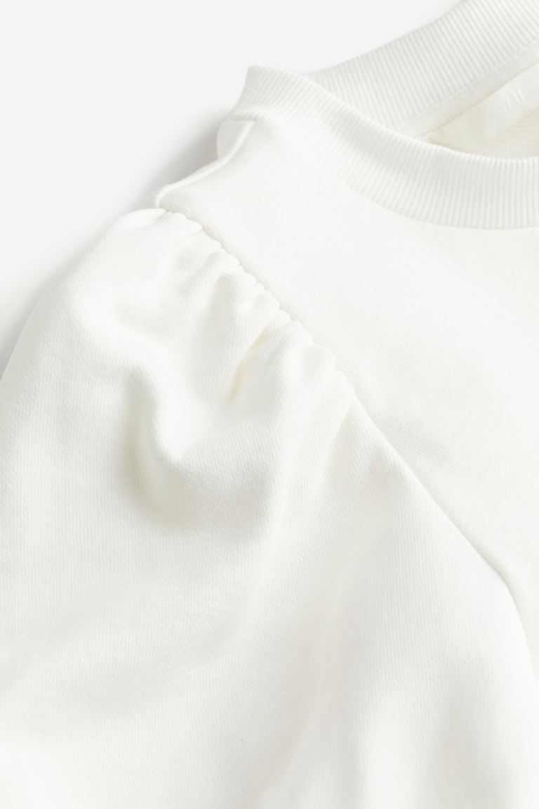Puff-sleeved Top - White - Ladies | H&M US | H&M (US + CA)