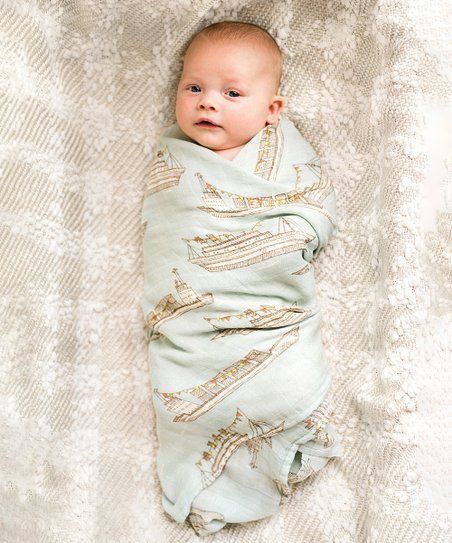 Blue & Gray Ships Swaddling Blanket | Zulily