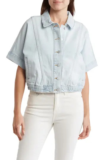 Habitual Oversize Short Sleeve Crop Denim Jacket in Mist at Nordstrom Rack, Size Small | Nordstrom Rack