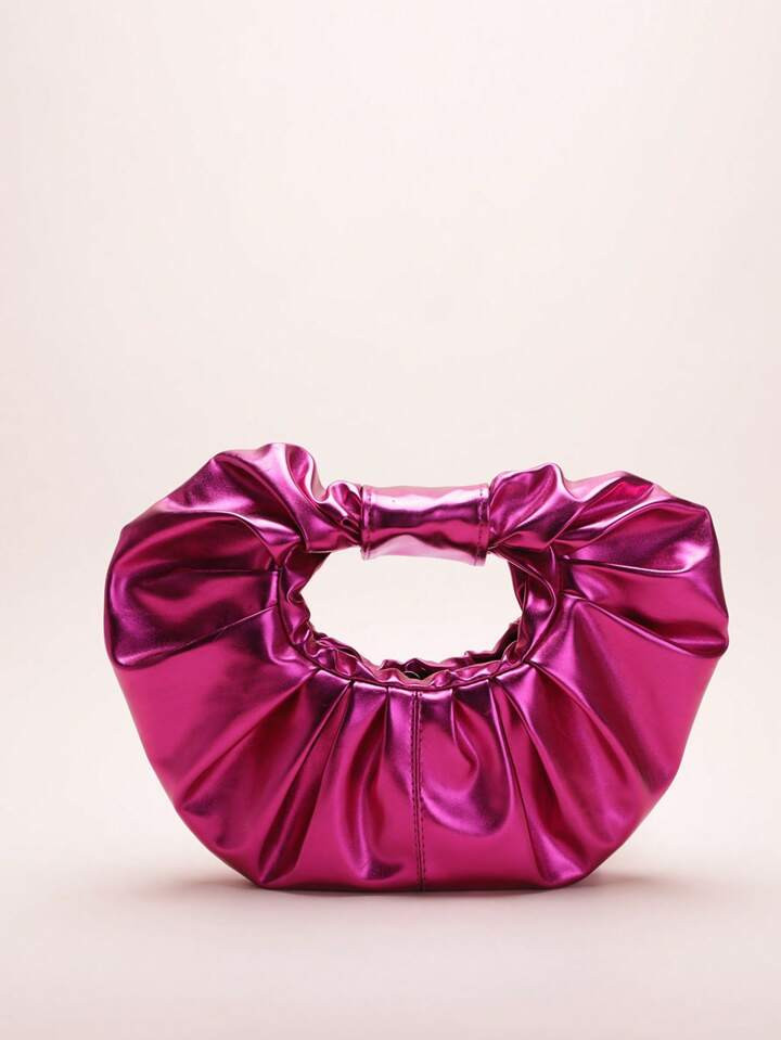 Medium Ruched Bag Hot Pink Fashionable Top Handle | SHEIN