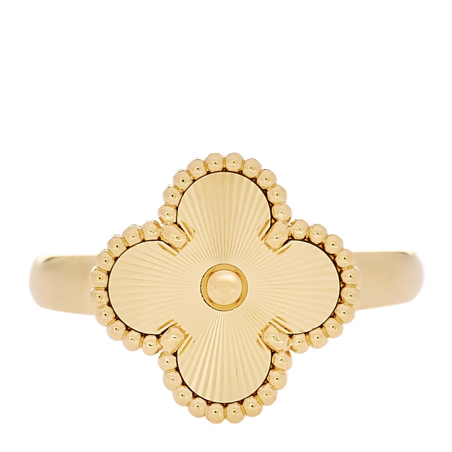 18K Yellow Gold Guilloche Vintage Alhambra Ring 58 8.5 | FASHIONPHILE (US)