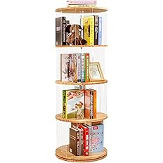 Rotating Bookshelf, 360 Degree Revolving Bookcase, 4-Tier Spinning Bookshelf, Clear Acrylic & Sol... | Amazon (US)