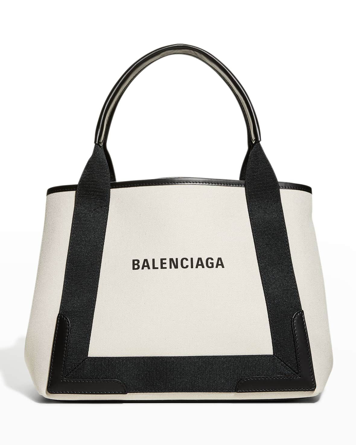 Balenciaga Cabas Logo Canvas & Leather Tote Bag | Neiman Marcus