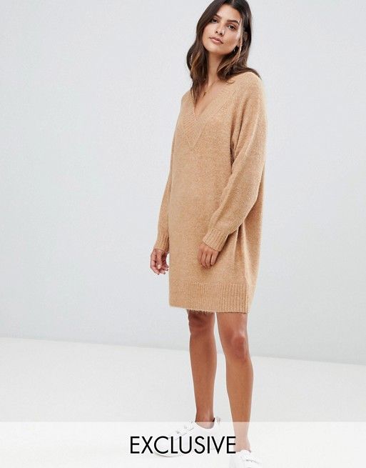 Micha Lounge luxe slouchy jumper dress in mohair blend | ASOS US