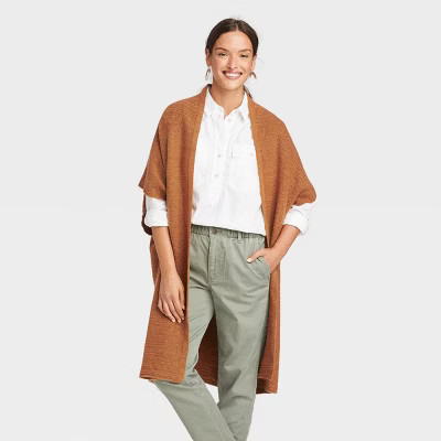 Women's Knit Wrap Jacket - Universal Thread™ Rust One Size | Target