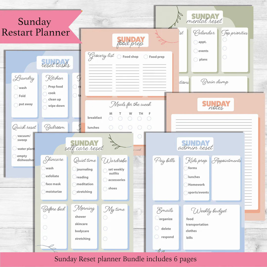 Sunday Reset Planner, Home Organization, Schedule, Mind System (Digital Download) | Etsy (US)