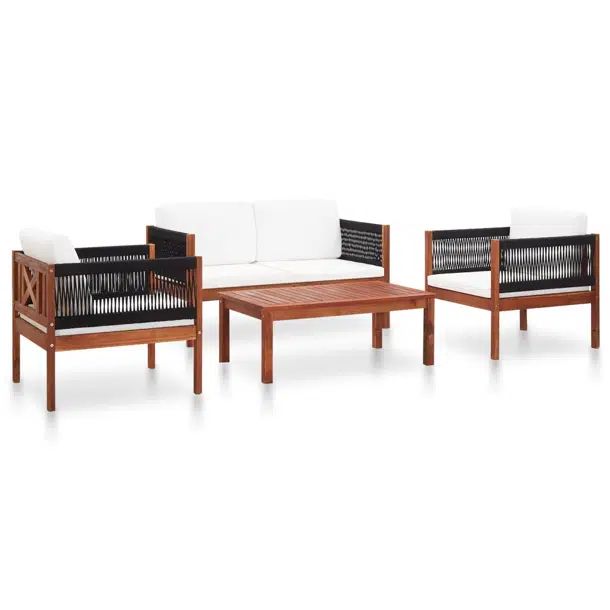 4 Piece Patio Lounge Set Solid Acacia Wood | Wayfair North America
