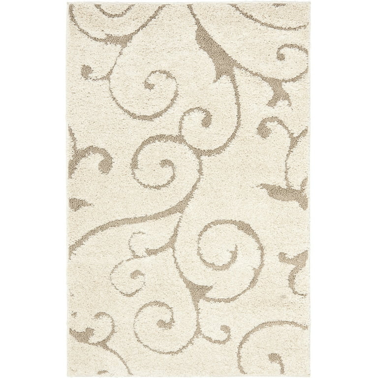 SAFAVIEH Florida Doug Floral Vines Geometric Shag Area Rug, Cream/Beige, 3'3" x 5'3" | Walmart (US)