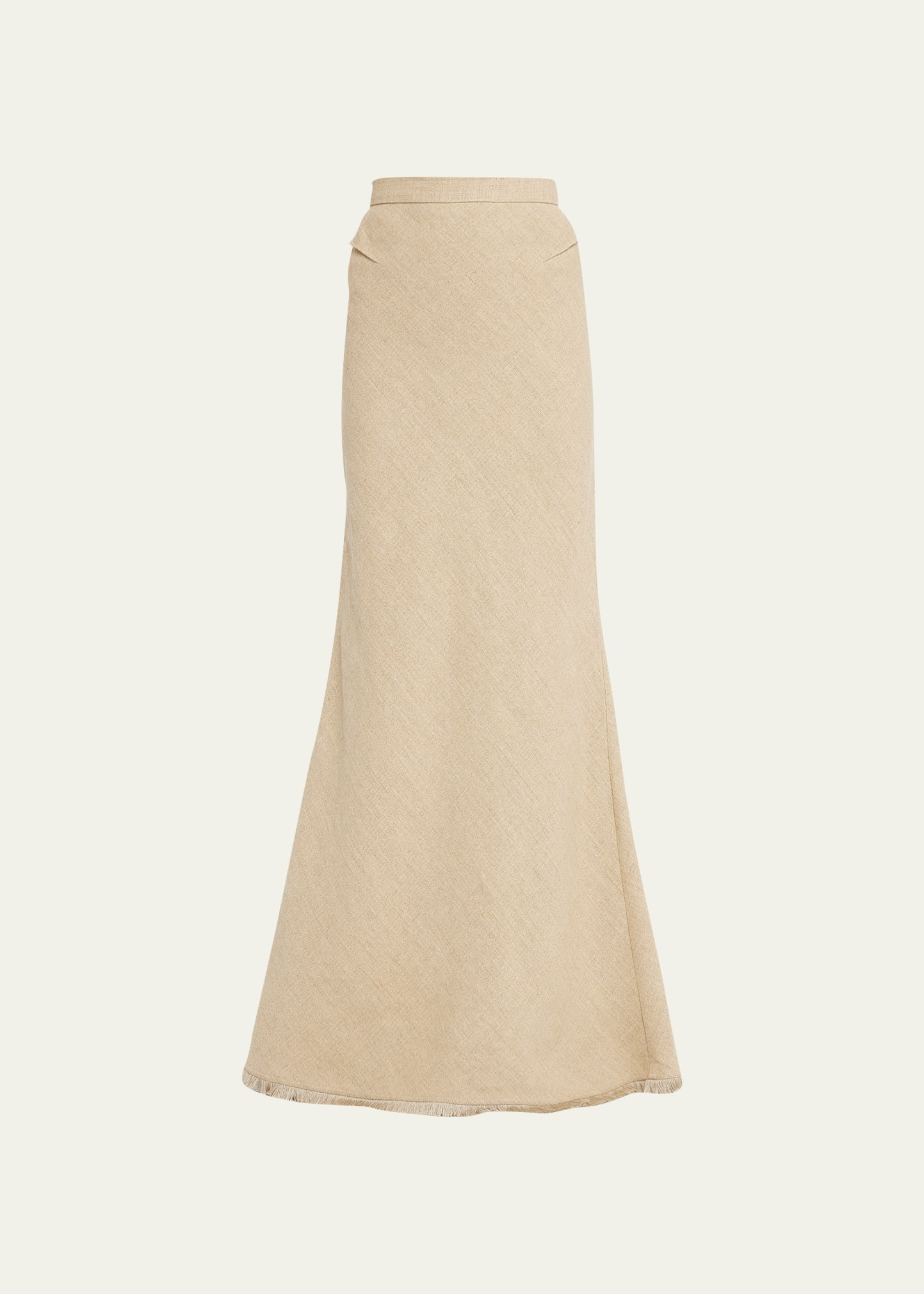 Max Mara Gabbia Long Linen Skirt with Raw Hem | Bergdorf Goodman