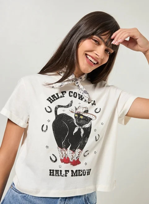 camiseta off-white gato cowboy | YouCom (BR)