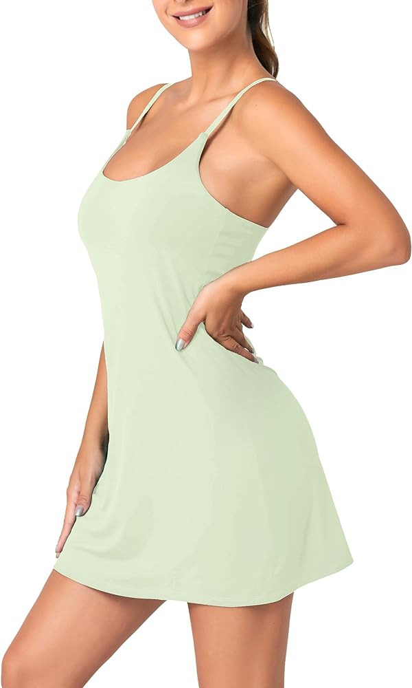 Womens Tennis Dress with Built-in Bra & Shorts Athletic Dress Workout Dress Exercise Dress with P... | Amazon (US)