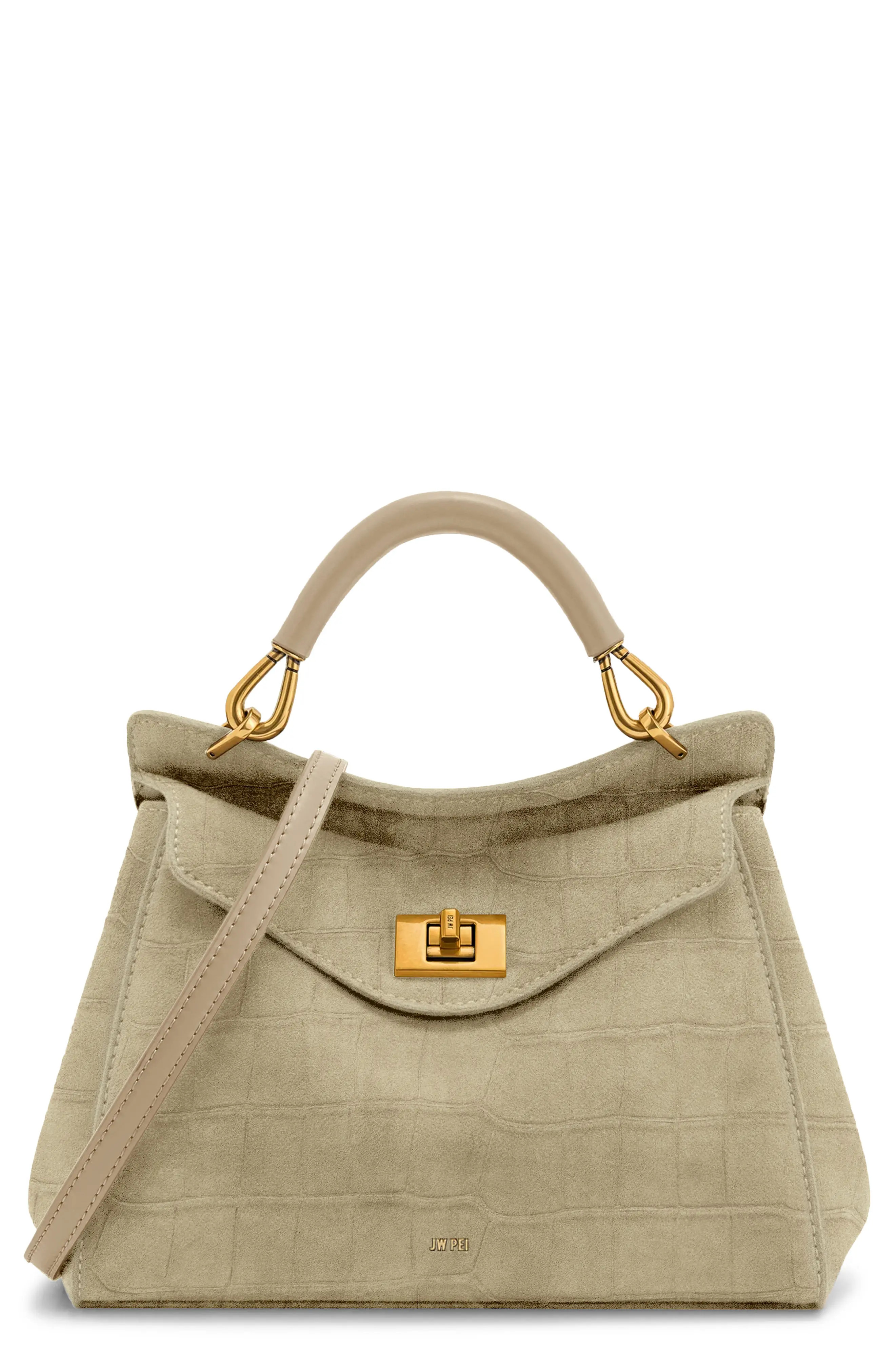 JW PEI Lucia Faux Suede Top Handle Bag in Light Beige at Nordstrom | Nordstrom
