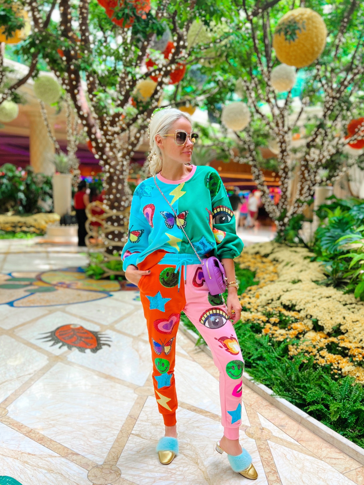 Sequin sweatsuit, queen of sparkles, sparkle sweatsuit, Las Vegas, Vegas, teggy French, loungewear 