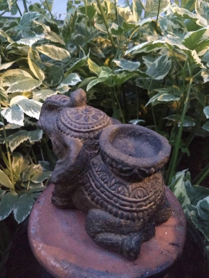 Boho Decorated Elephant Buddhist Ganesha Volcanic Stone Tea Light Holder Incense Holder Totem Alt... | Etsy (US)