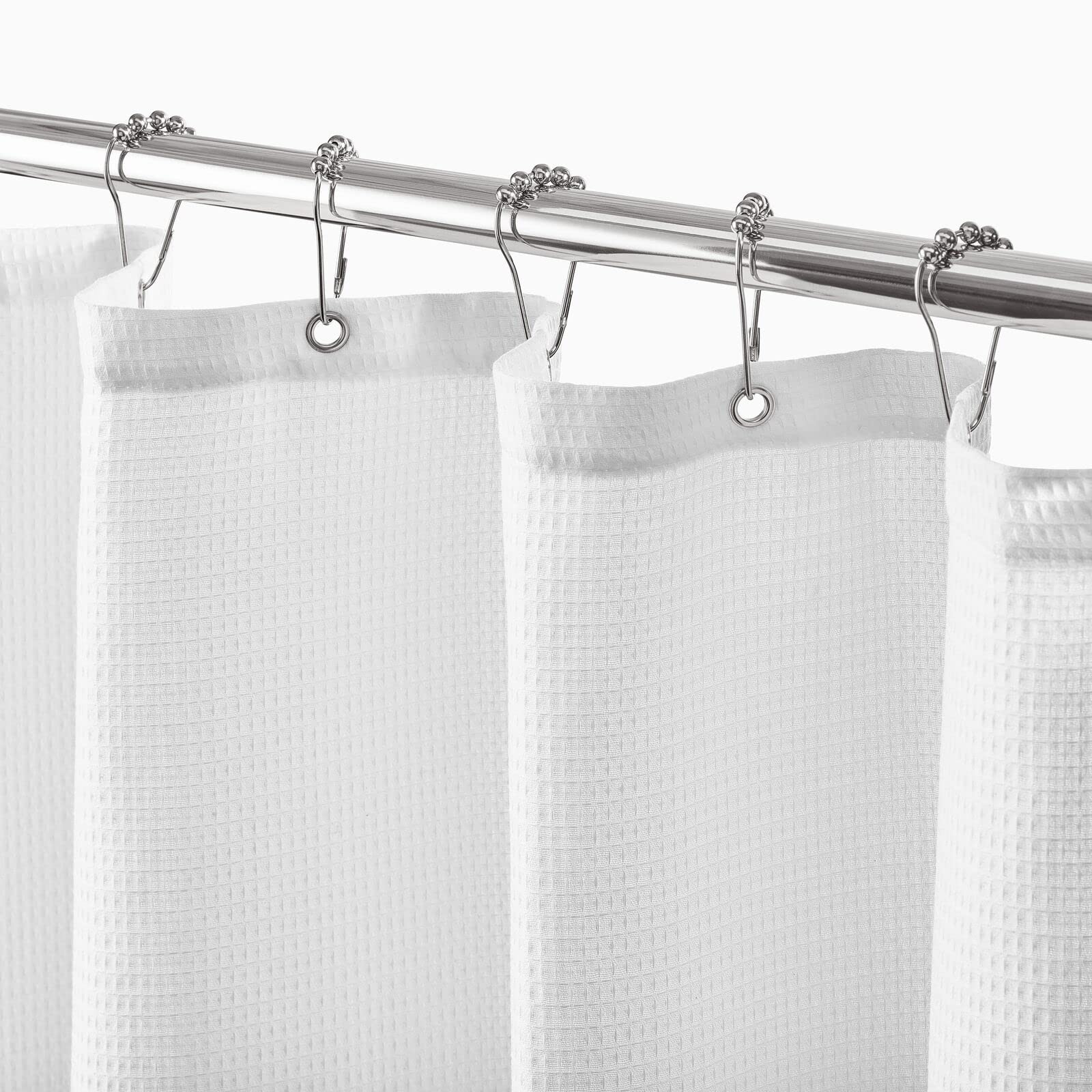 mDesign Waffle Knit - Long Cotton Blend Shower Curtain - Spa Quality, Luxury, Solid Color Cloth S... | Amazon (US)