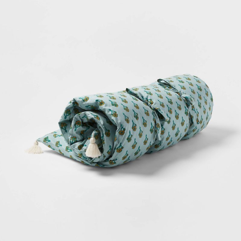 Global Floral Print Lounge Pillow Light Teal Blue  - Threshold™ | Target